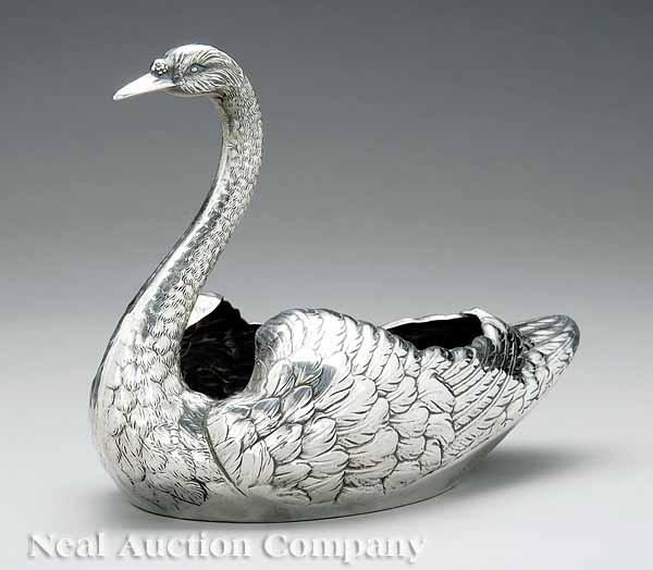 Appraisal: A Gorham Sterling Silver Swan th c Gorham Durgin swan-form