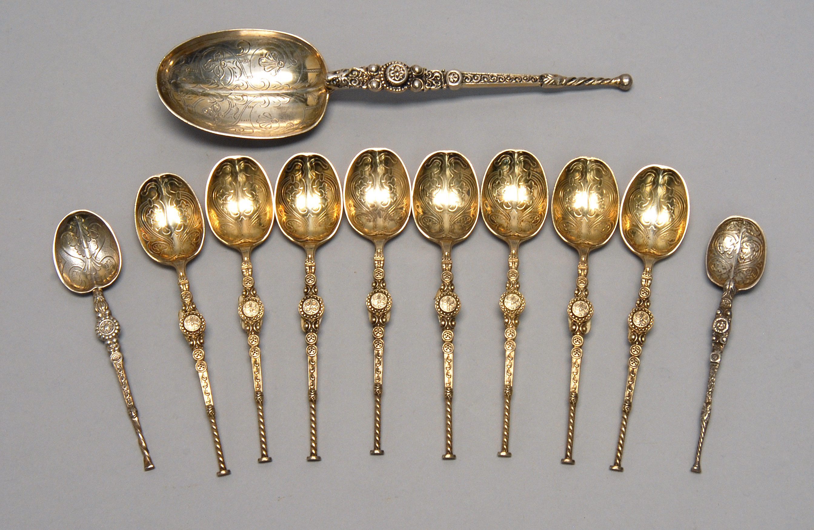 Appraisal: SET OF EIGHT ENGLISH SILVER EDWARDIAN CORONATION SPOONS Together with