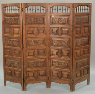 Appraisal: Carved wood four fold dressing screen ht in wd in