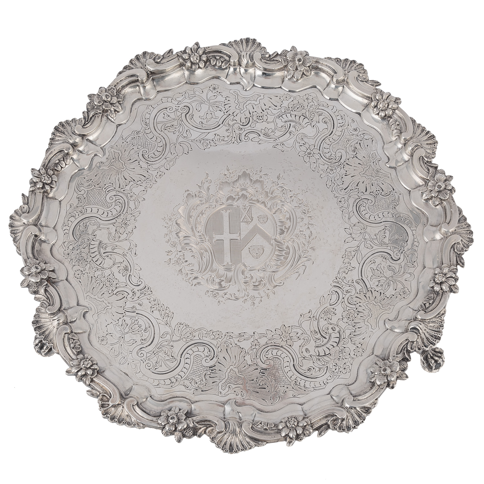 Appraisal: IRISH GEORGE III SILVER ARMORIAL SALVER Last quarter th century