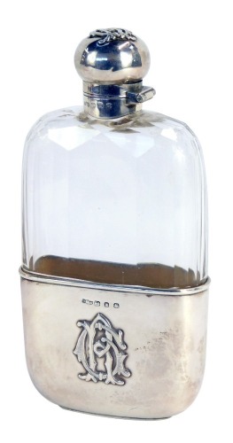 Appraisal: A Victorian silver and cut glass hip flask the faceted