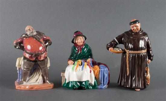 Appraisal: Three Royal Doulton china figures ''The Jovial Monk '' ''Silks