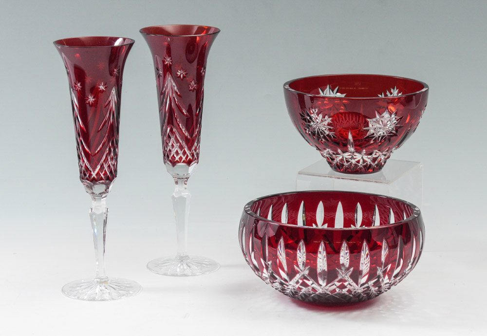 Appraisal: WATERFORD CRYSTAL PIECE RED To include Araglin bowl '' dia