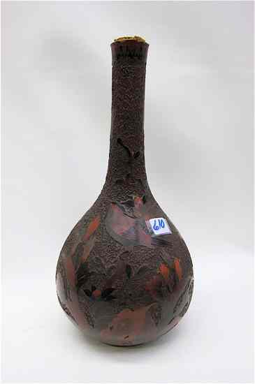 Appraisal: JAPANESE TOTAI CLOISONNE ENAMEL ON PORCELAIN ''tree bark'' bottle vase