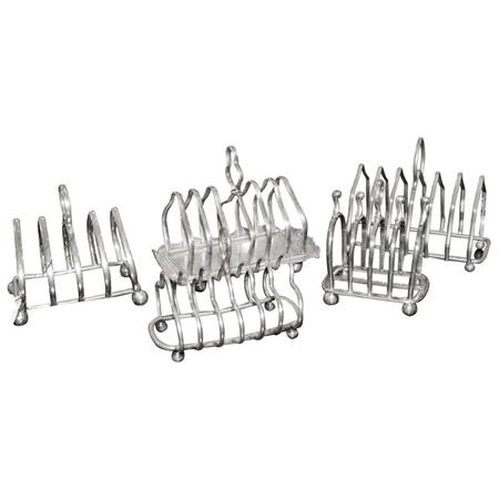 Appraisal: Group of Five Silver Plated Toast Racks Estimate nbsp nbsp