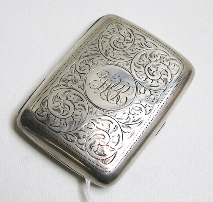 Appraisal: ENGLISH STERLING SILVER CIGARETTE CASE with gilt wash interior Hallmarked