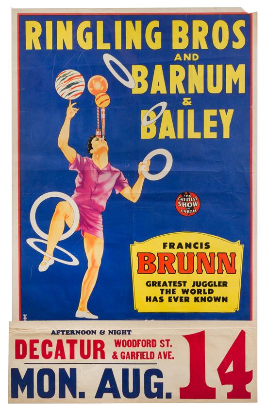 Appraisal: Sale Lot CIRCUS RINGLING BROTHERS AND BARNUM BAILEY Poster and