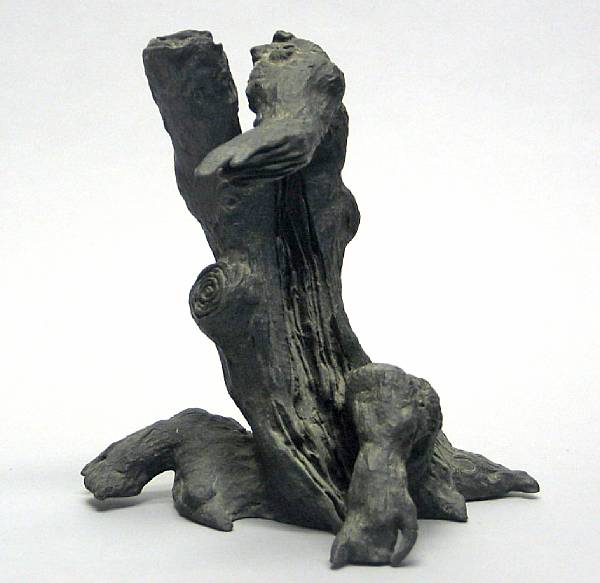 Appraisal: A Japanese cast bronze stand Of tree trunk form to