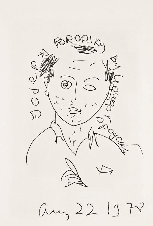 Appraisal: Joseph BRODSKY Russian-American - Self-portrait ink on paper x inches