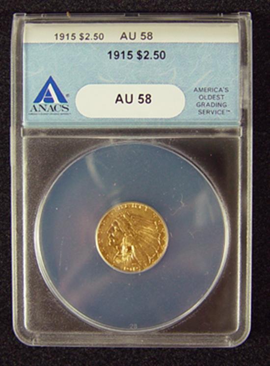 Appraisal: Indian Gold Coin ANACS certified and graded AU