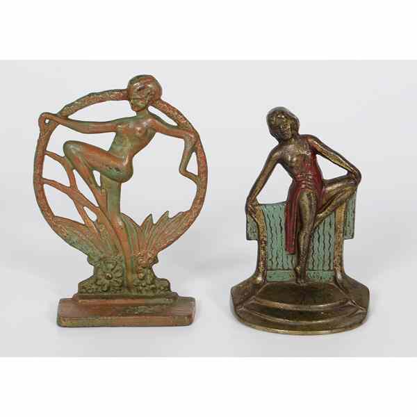 Appraisal: Art Nouveau Doorstops American two cast iron and painted Art