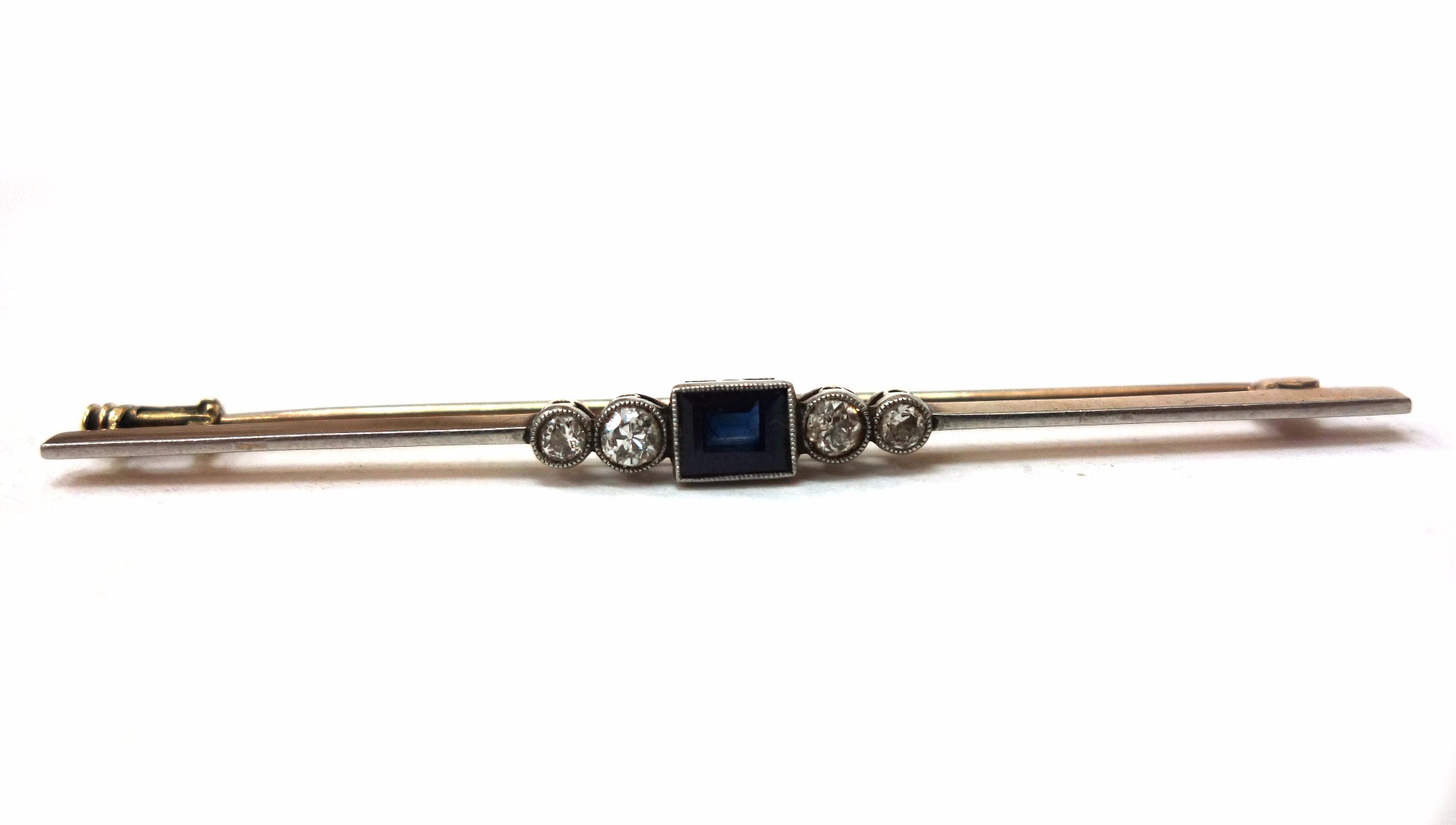 Appraisal: An early th century sapphire and diamond five stone bar