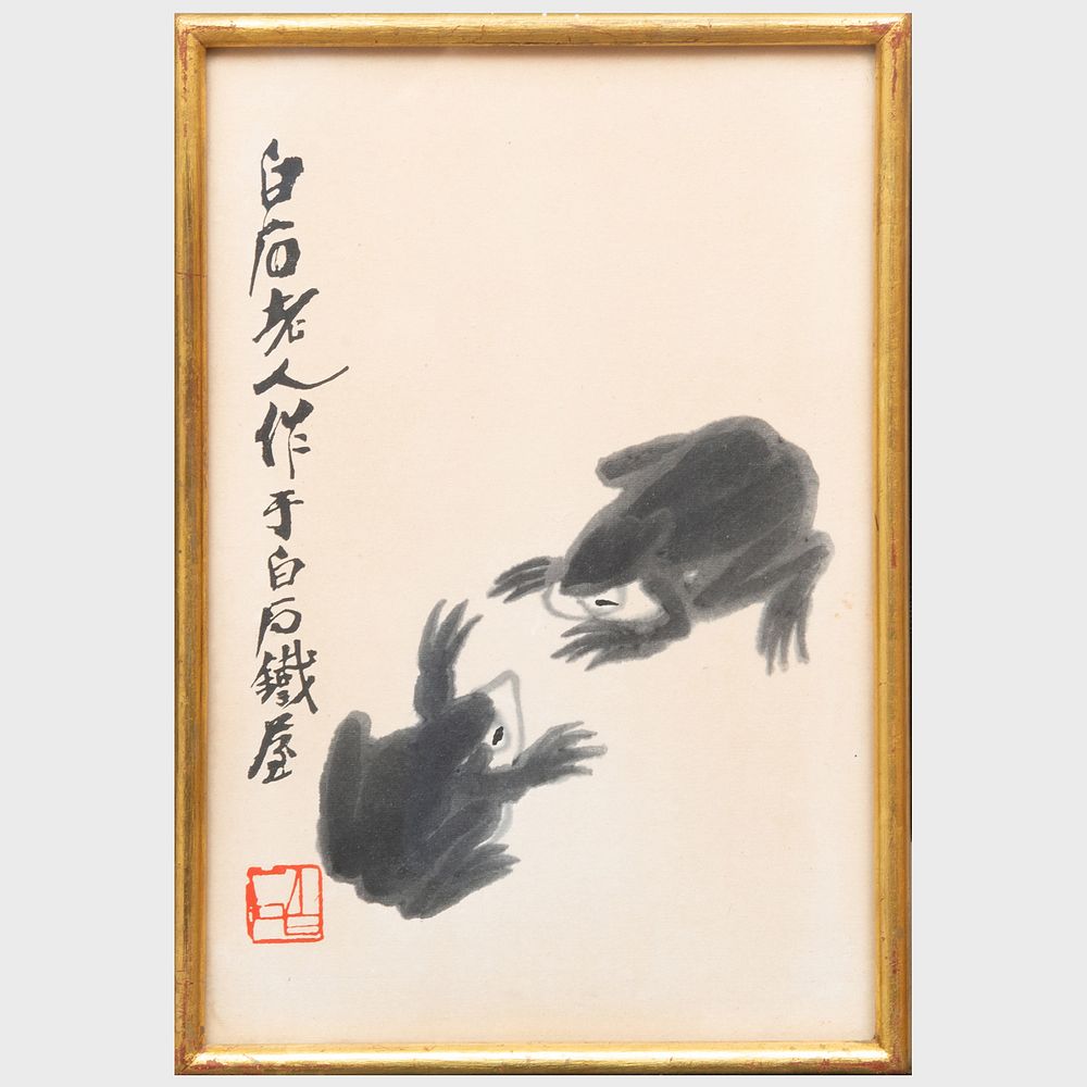 Appraisal: Chinese Painting of Two Frogs Ink on paper x in