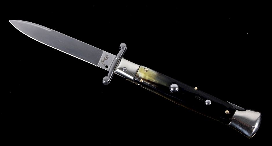 Appraisal: AKC Italian Buffalo Horn Stiletto Switchblade Offered in this lot