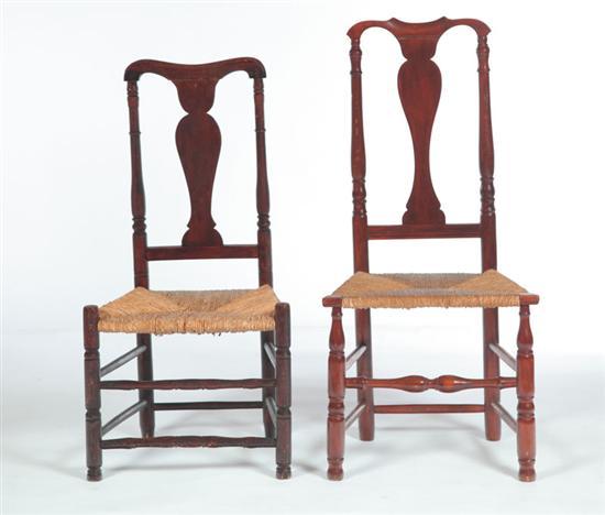 Appraisal: TWO COUNTRY QUEEN ANNE SIDE CHAIRS Probably New England late