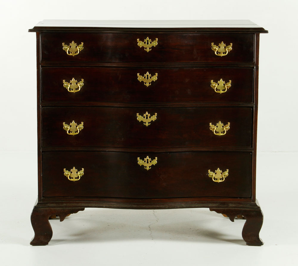 Appraisal: - Chippendale Serpentine Front Chest Chippendale serpentine front four drawer