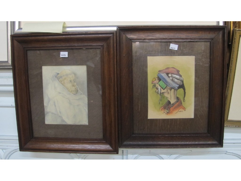 Appraisal: J HARVIE A watercolour head study - fully signed plus