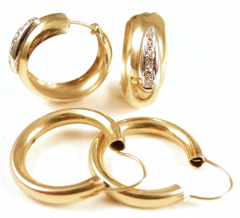 Appraisal: TWO PAIRS OF YELLOW GOLD HOOP EARRINGS each k yellow