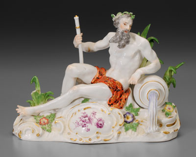 Appraisal: Meissen porcelain figure reclining classical figure of a river god