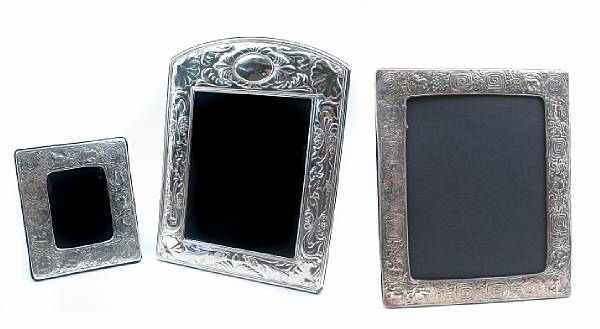 Appraisal: A group of three sterling faced photo frames after the