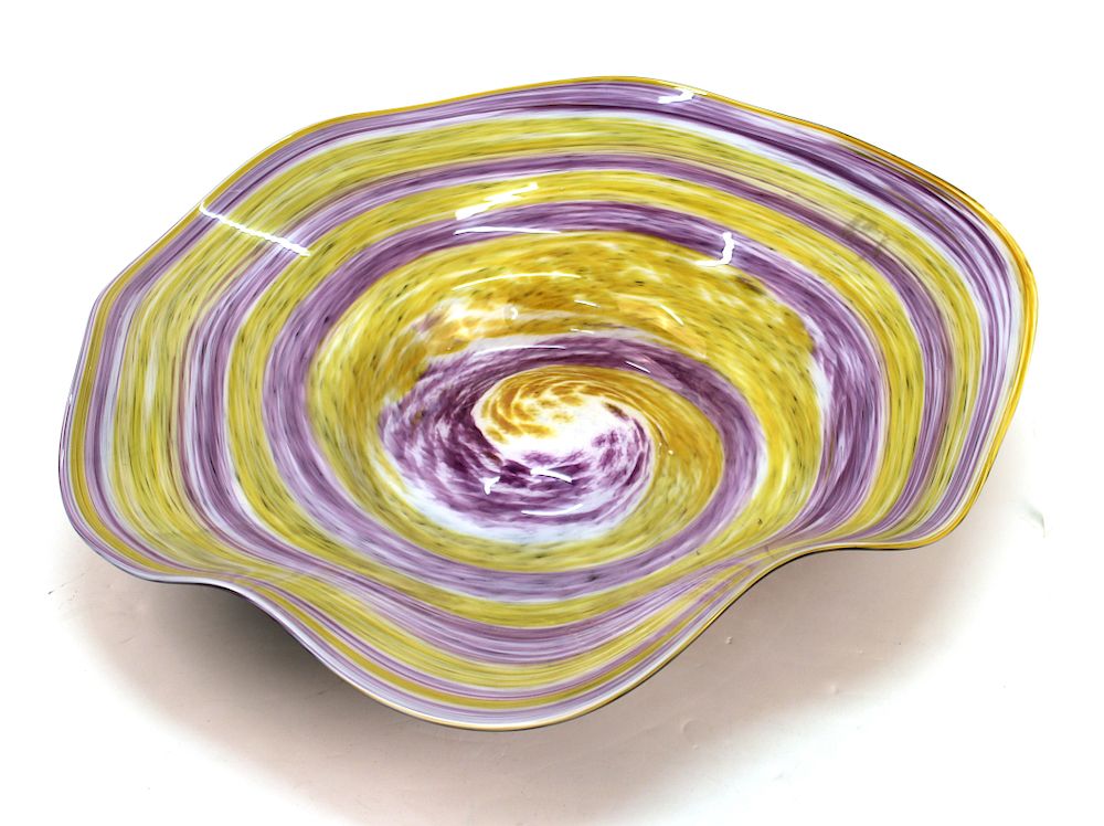 Appraisal: Modern Italian Art Glass Large Ruffled Rim Dish Modern Italian