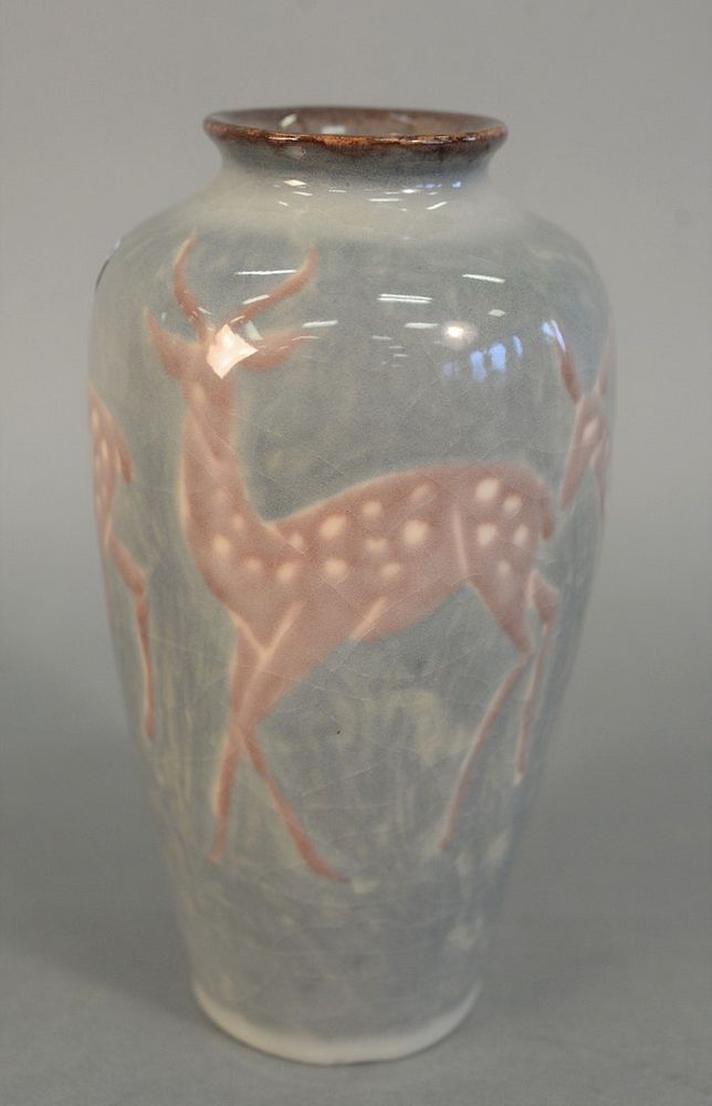 Appraisal: Rookwood Pottery Vase grey glazed base with deer marked for