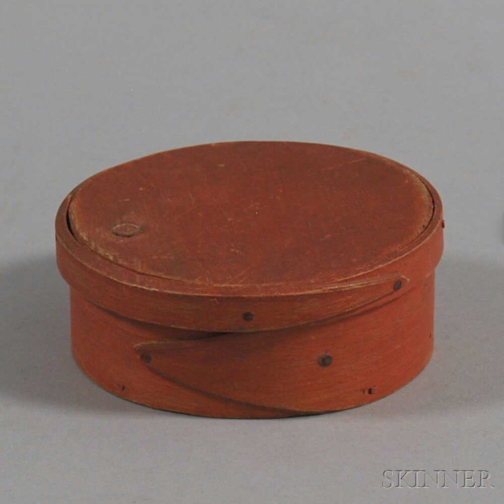 Appraisal: Bittersweet-painted Lapped-seam Covered Box New Hampshire th century round box