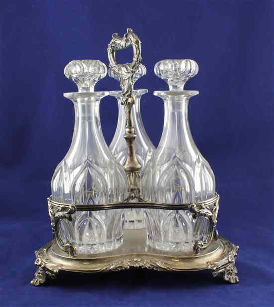 Appraisal: A William IV silver decanter stand of trefoil form with