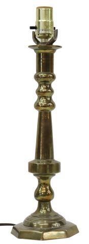 Appraisal: Brass candlestick now fashioned as a single-light table lamp on