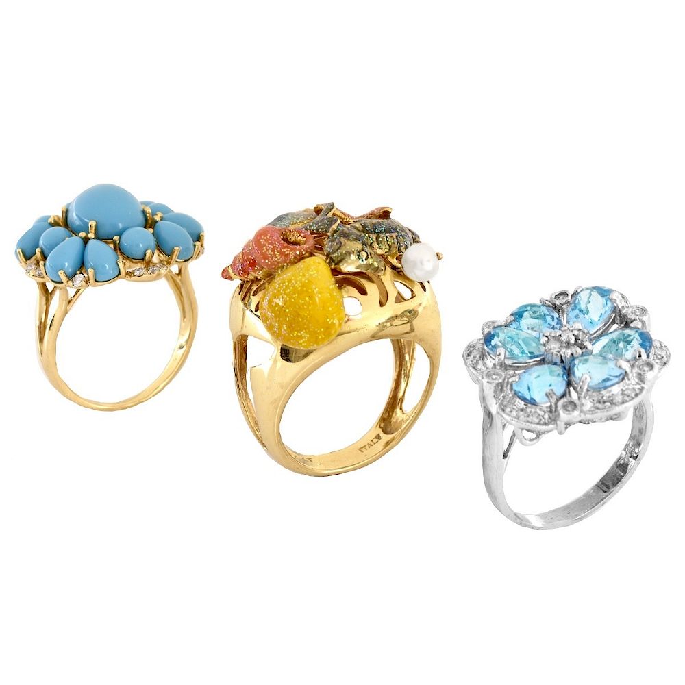 Appraisal: Three K Gold Fashion Rings Three Vintage Karat Gold Fashion