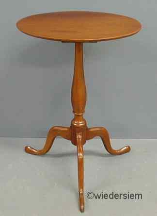 Appraisal: New England cherry candlestand late th c with an oval