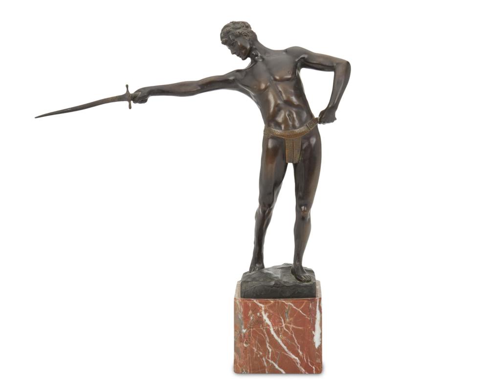 Appraisal: Ernst Beck - Austrian Classical figure with a sword Patinated