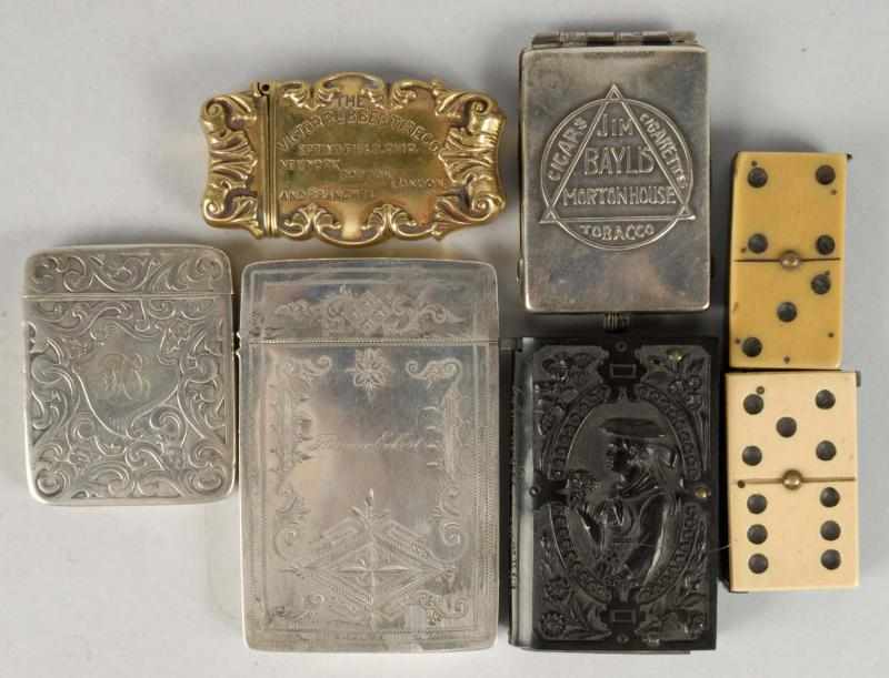 Appraisal: Lot of Early Match Safes Description Includes silver brass and