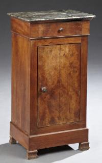 Appraisal: Louis Philippe Carved Walnut Marble Top Nightstand Louis Philippe Carved