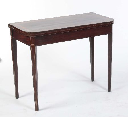 Appraisal: A George IV mahogany and satinwood crossbanded foldover table on