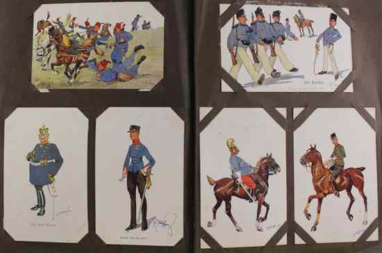 Appraisal: An early th century military postcard album to include a