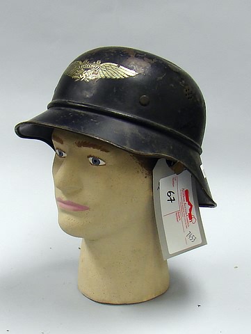 Appraisal: Lot consists of a German WWII Gladiator-Style Luftschutz Helmet Helmet