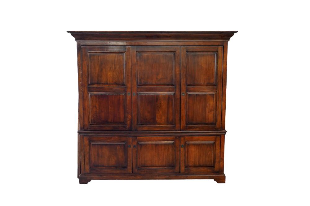 Appraisal: MAHOGANY LINEN PRESS th century having three paneled doors enclosing