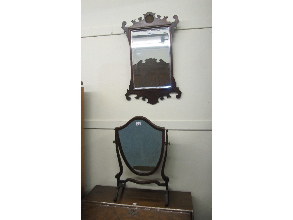 Appraisal: George III style wall mirror and an Edwardian shield shaped