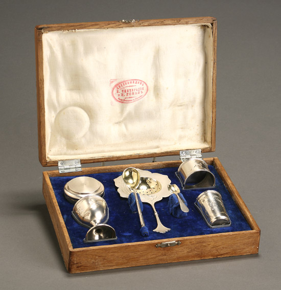 Appraisal: Russian Silver Assembled Traveling Set Predominantly Maker's Mark IP Moscow