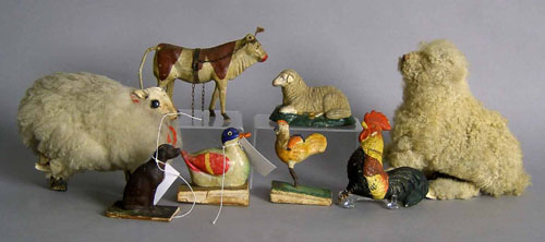 Appraisal: Group of early composition animal figures