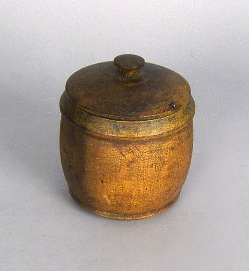 Appraisal: Painted treen canister th c h