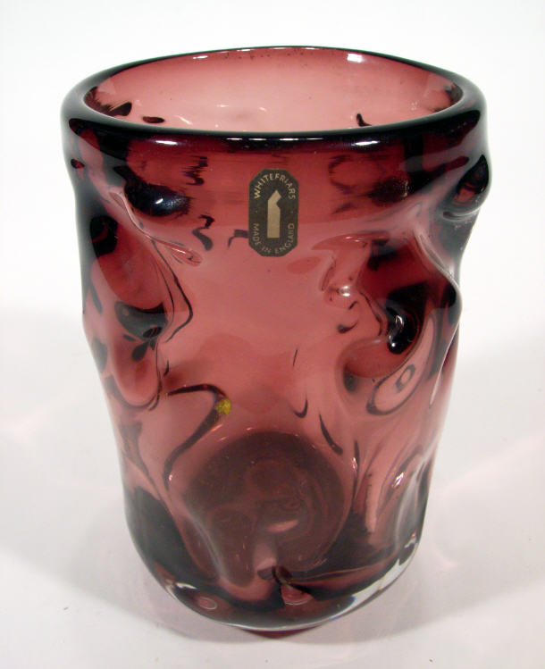 Appraisal: Whitefriars Amethyst knobbly glass vase paper label to rim cm