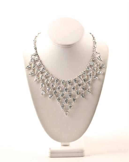 Appraisal: A Sterling and Blue Topaz Festoon Bib Necklace the necklace