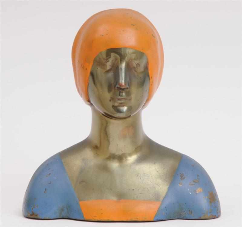 Appraisal: ART DECO PAINTED BRASS BUST OF A WOMAN Provenance Property