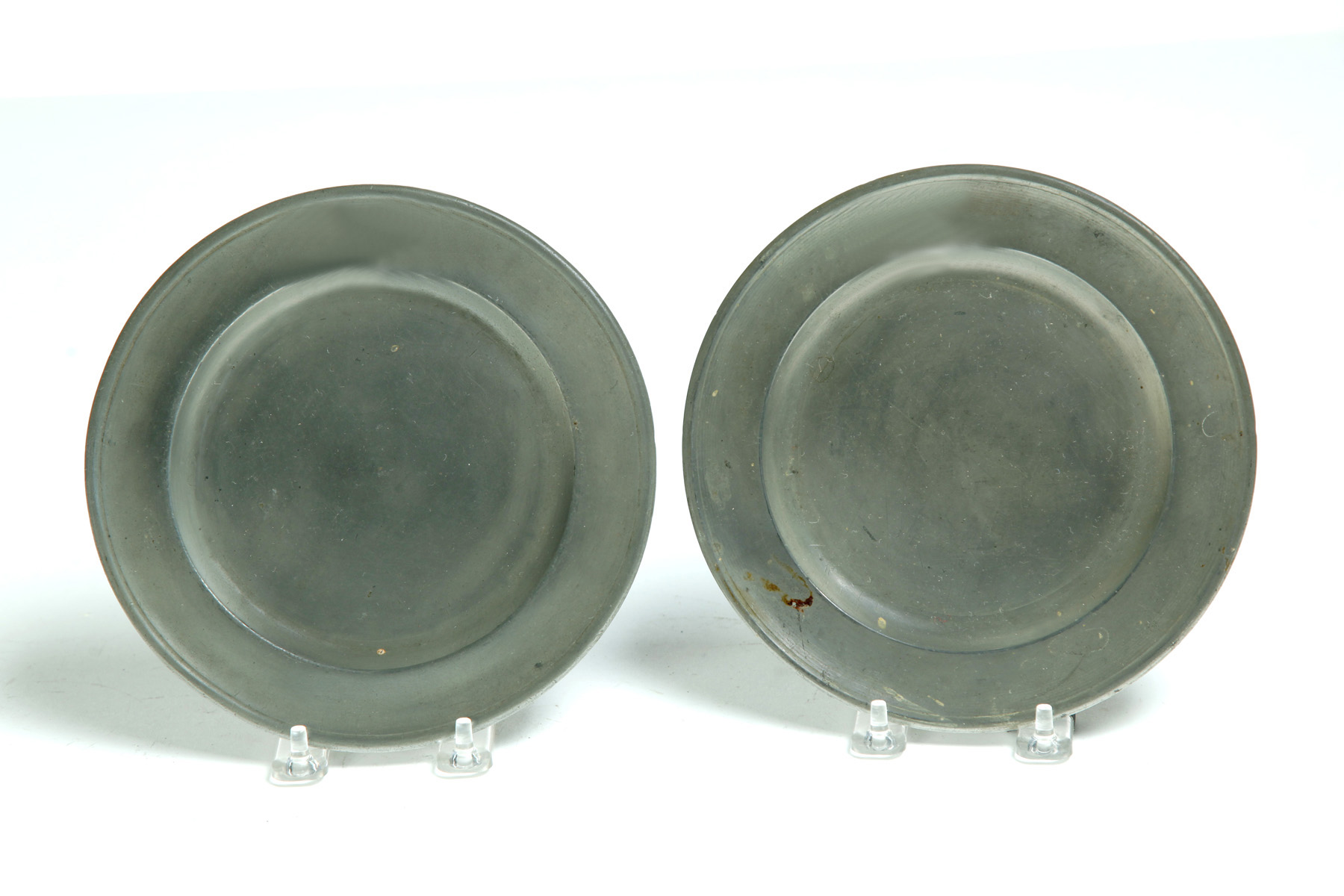 Appraisal: TWO AMERICAN PEWTER PLATES Touches for Samuel Kilbourn Baltimore -