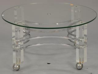 Appraisal: Charles Hollig Jones coffee table chrome and lucite with round