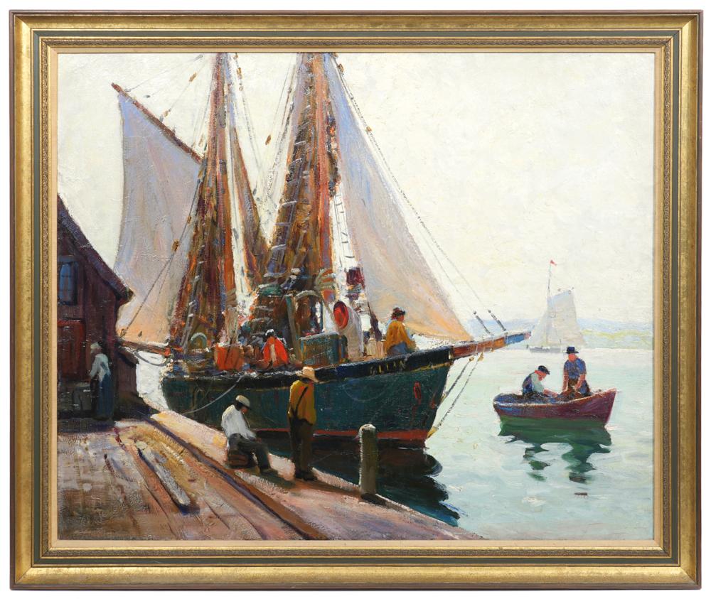 Appraisal: ANTHONY THIEME 'SCHOONERS' OIL PAINTINGAnthony Thieme Netherlands - 'Schooners' oil