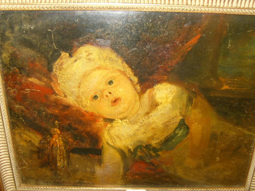 Appraisal: A th century oil painting on board of a baby