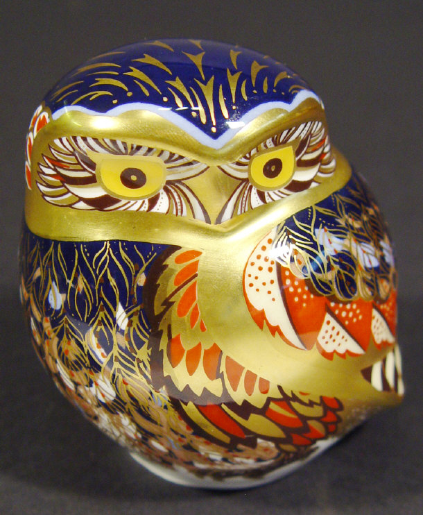 Appraisal: Royal Crown Derby owl paperweight with gold stopper and printed